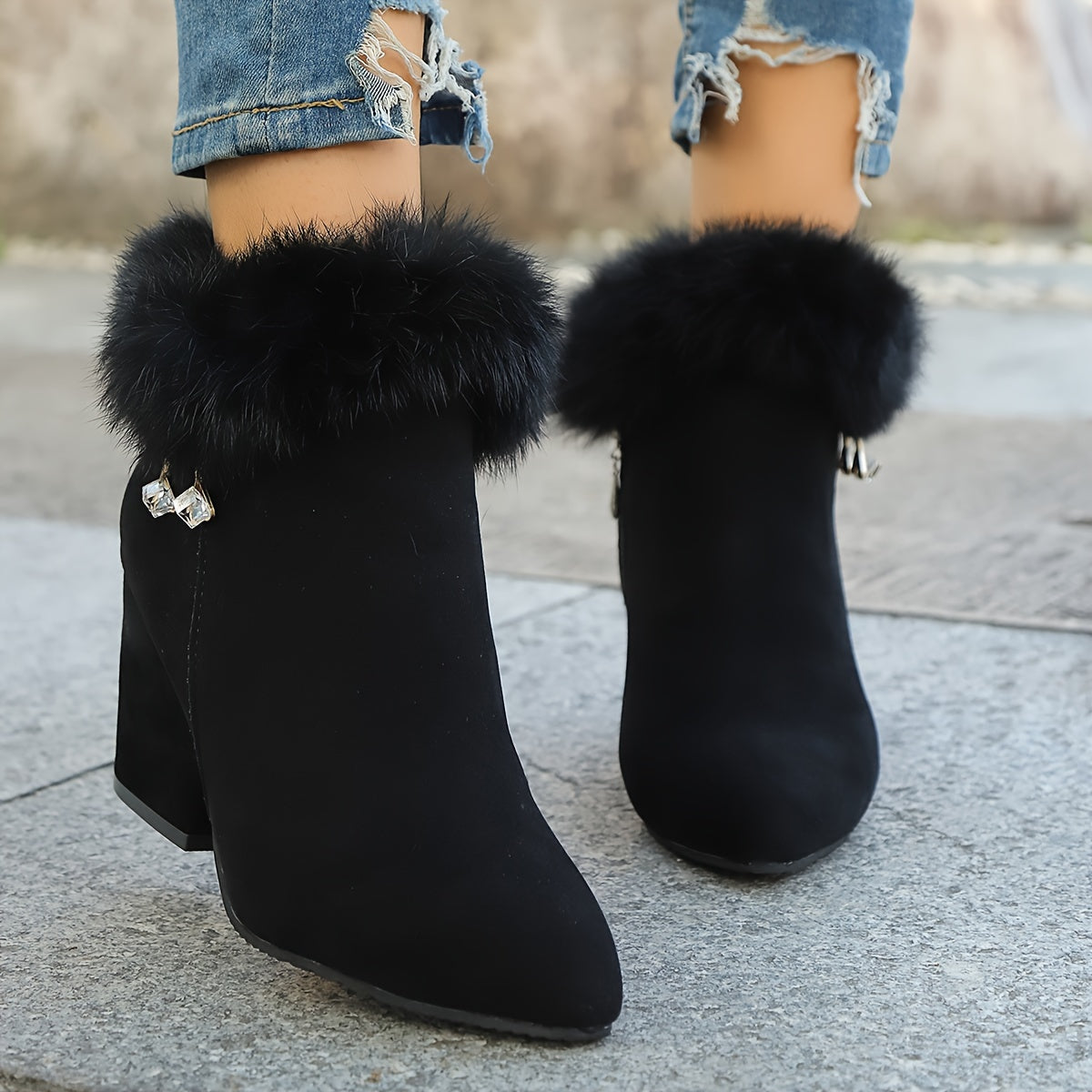 Women's Soft Trim Pointed Ankle Boots for Cold Days