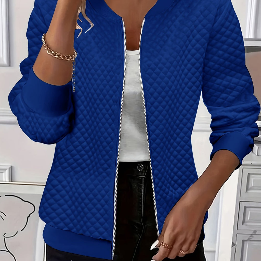 Women's Soft Quilted Coat with Varsity-Style Collar