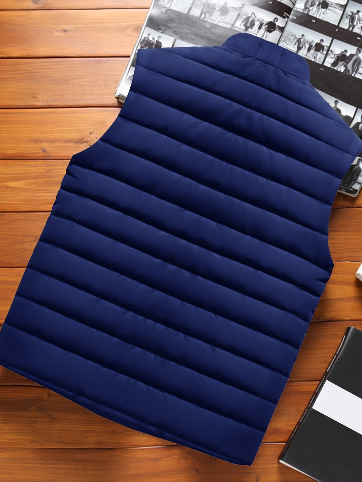Men's Layering Vest with Quilting and Stand Collar