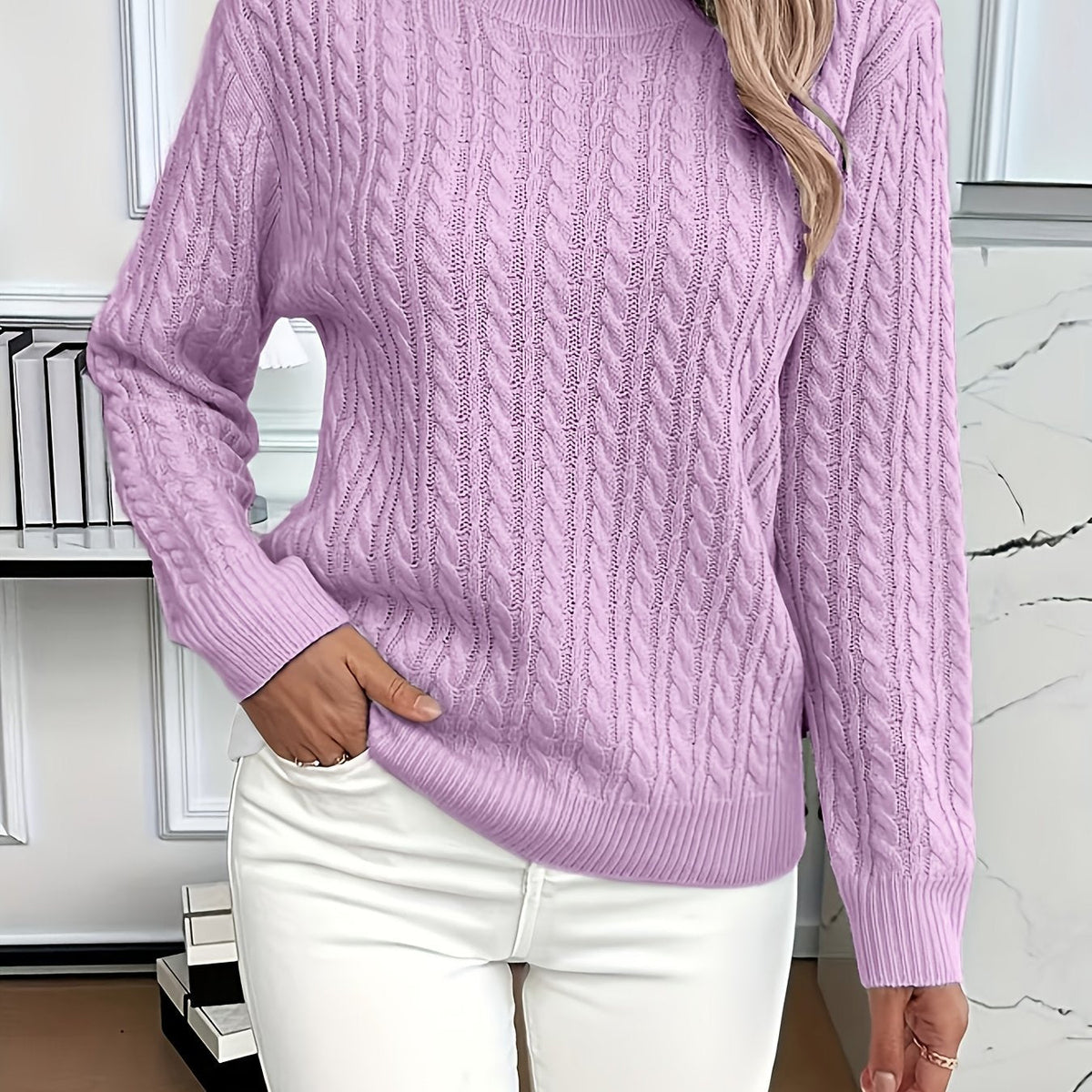 Women's Easy-Fit Classic Cable Sweater