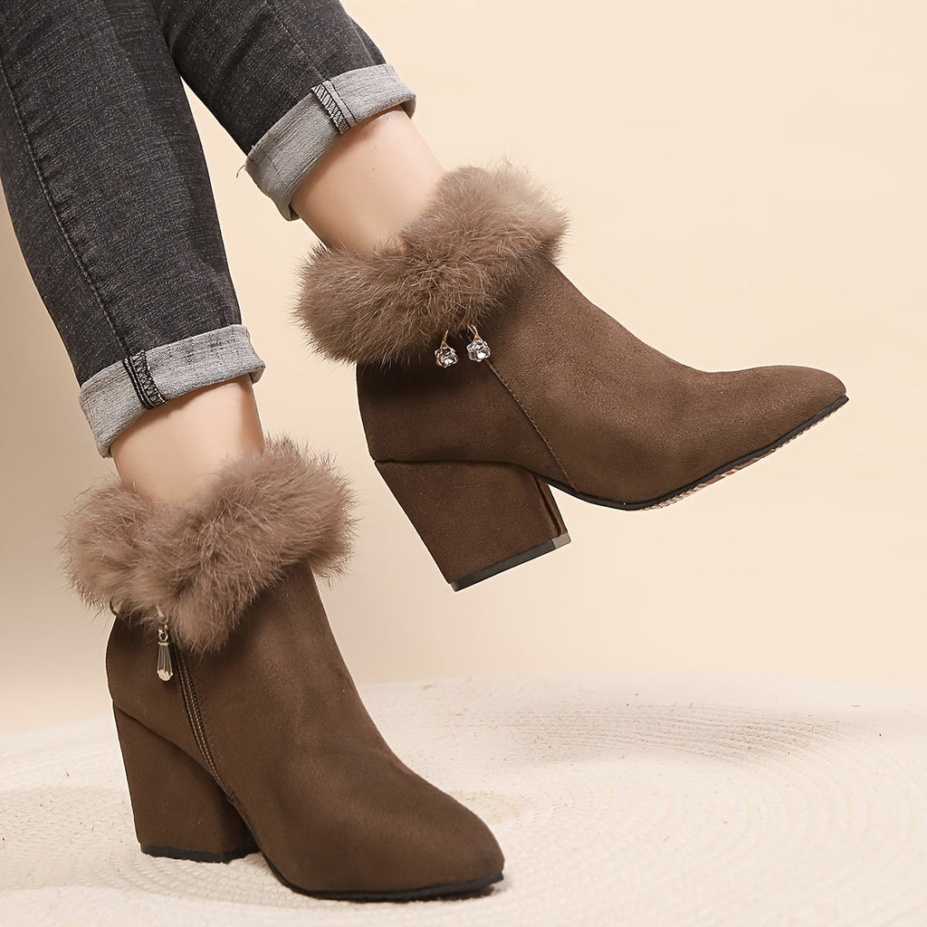 Women's Soft Trim Pointed Ankle Boots for Cold Days