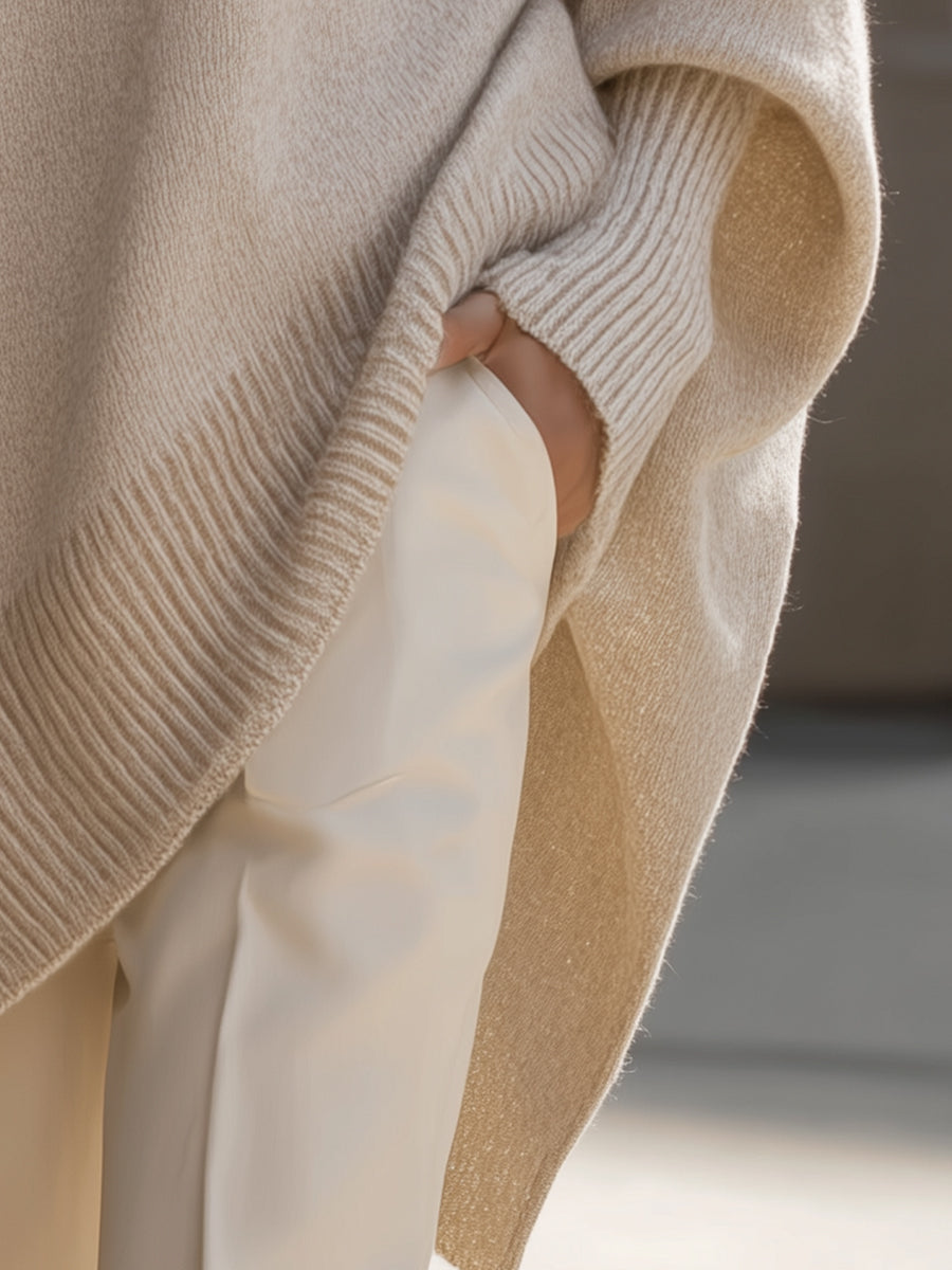 Women's Roomy Fit Layered Wool-Blend Everyday Sweater