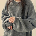 Women's Roomy Warm Crew Neckline Chunky Pullover