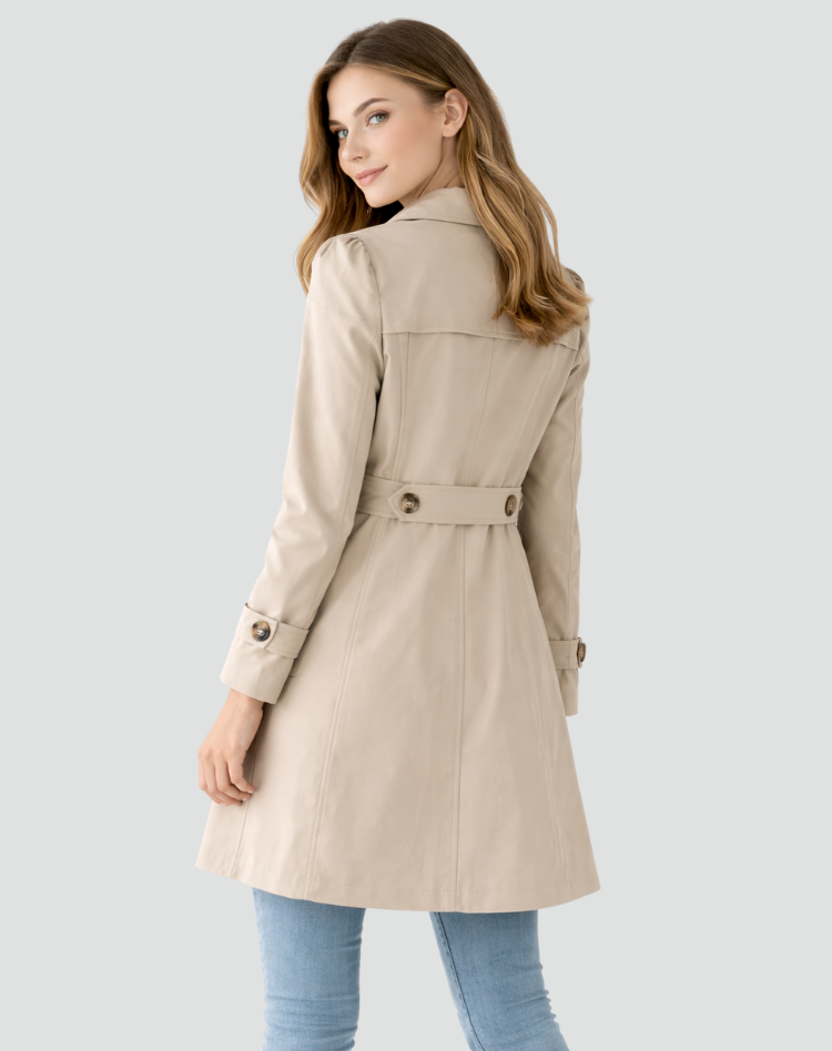 Women's Structured Mid-Length Lapel Trench Topcoat