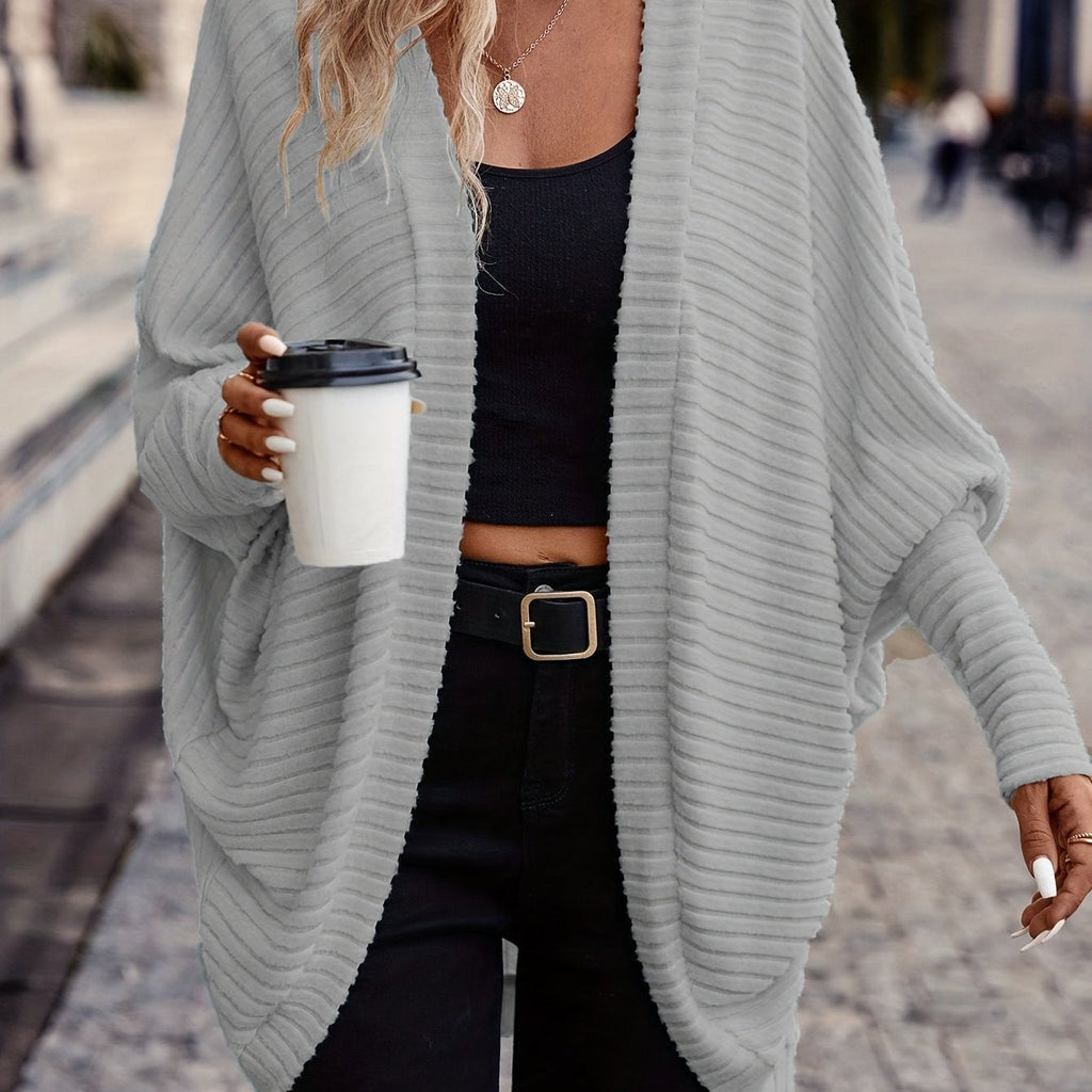 Women's Throw-On Rib Knit Wrap Cardigan