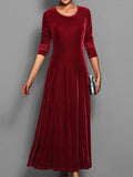 Women's Formal Event Velvet-Look Maxi Dress with Sleeves