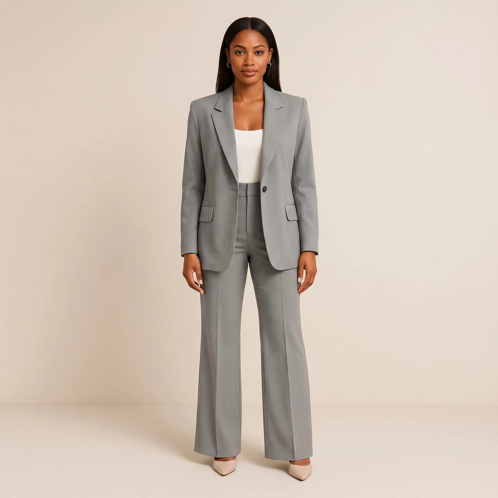 Women's Modern Workday Flare Pants Blazer Suit Set