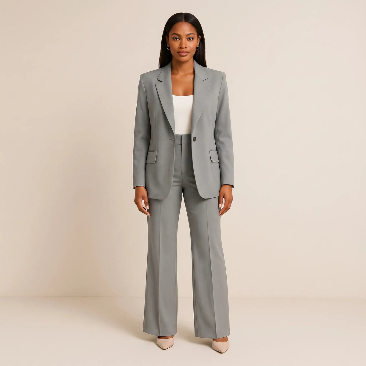 Women's Modern Workday Flare Pants Blazer Suit Set