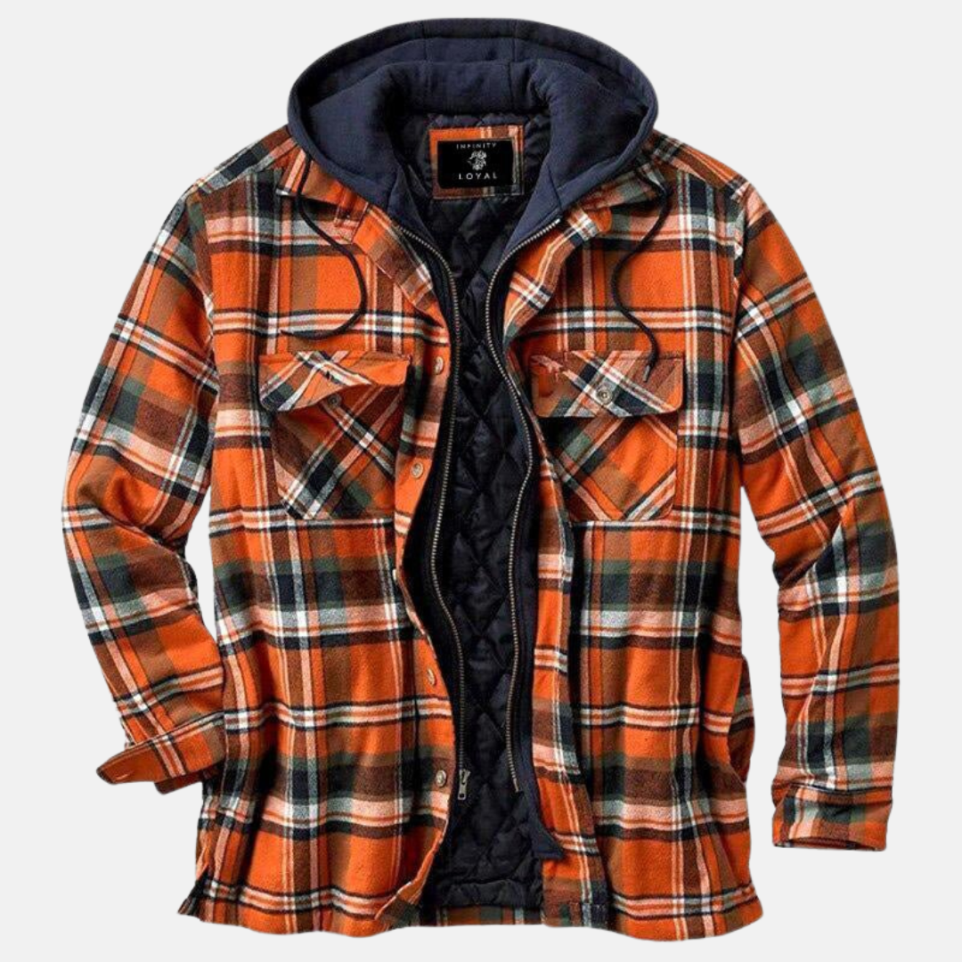 Men's Quilted Shacket with Attached Hood