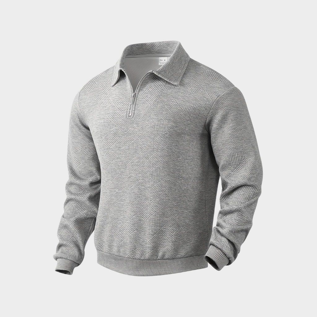 Men's Cool Weather Half Zip Textured Knit Sweatshirt