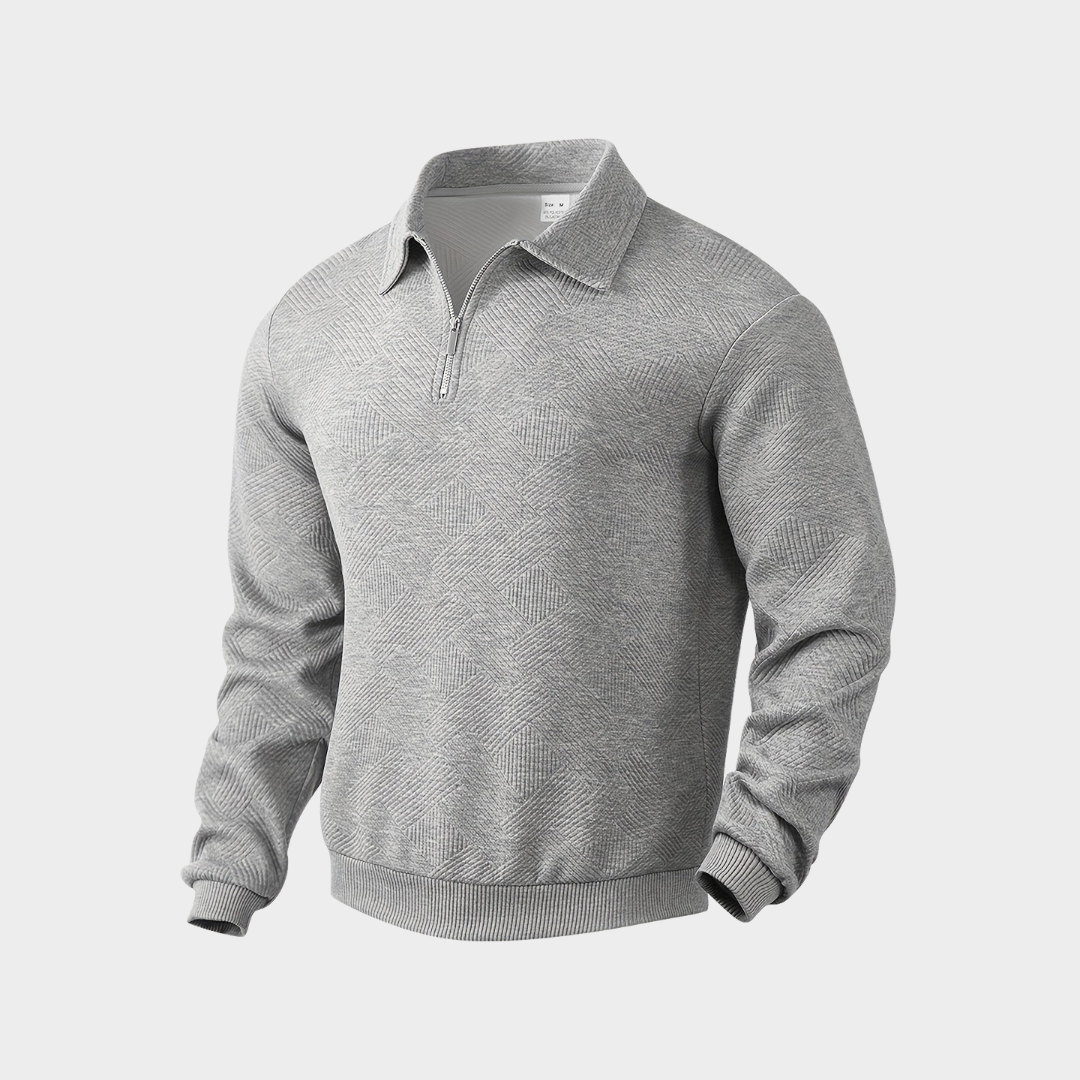 Men's Cool Weather Half Zip Textured Knit Sweatshirt