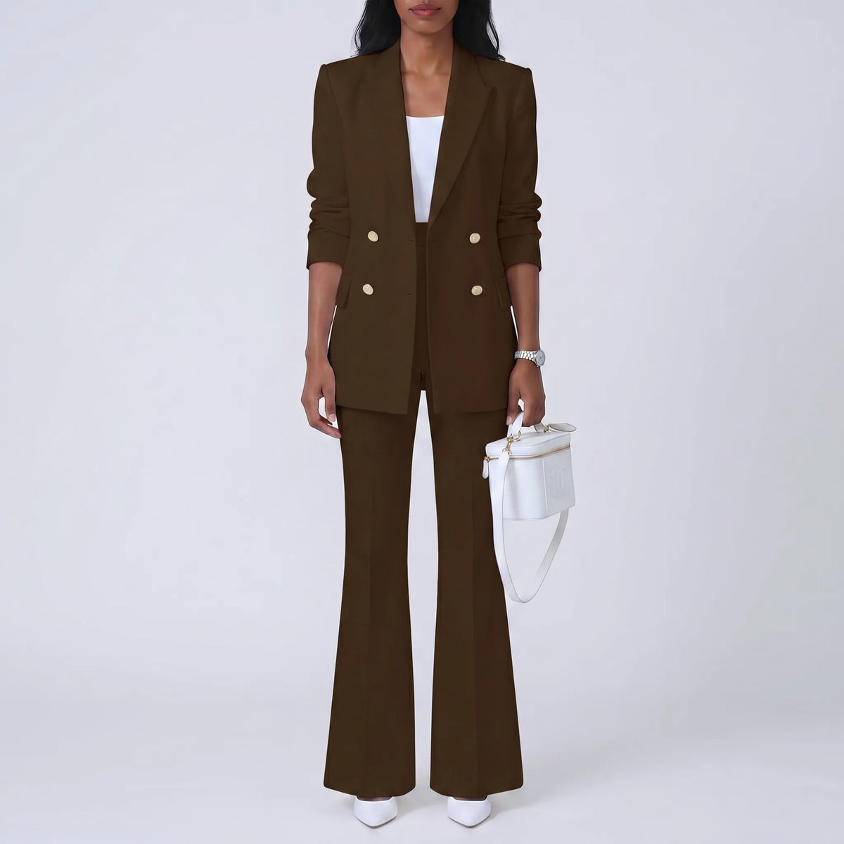 Women's Bold Power Dressing Blazer Flare Suit Set