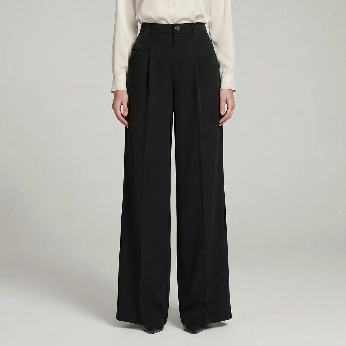 Women's Tailored Front Pleat Flowing Palazzo Pants