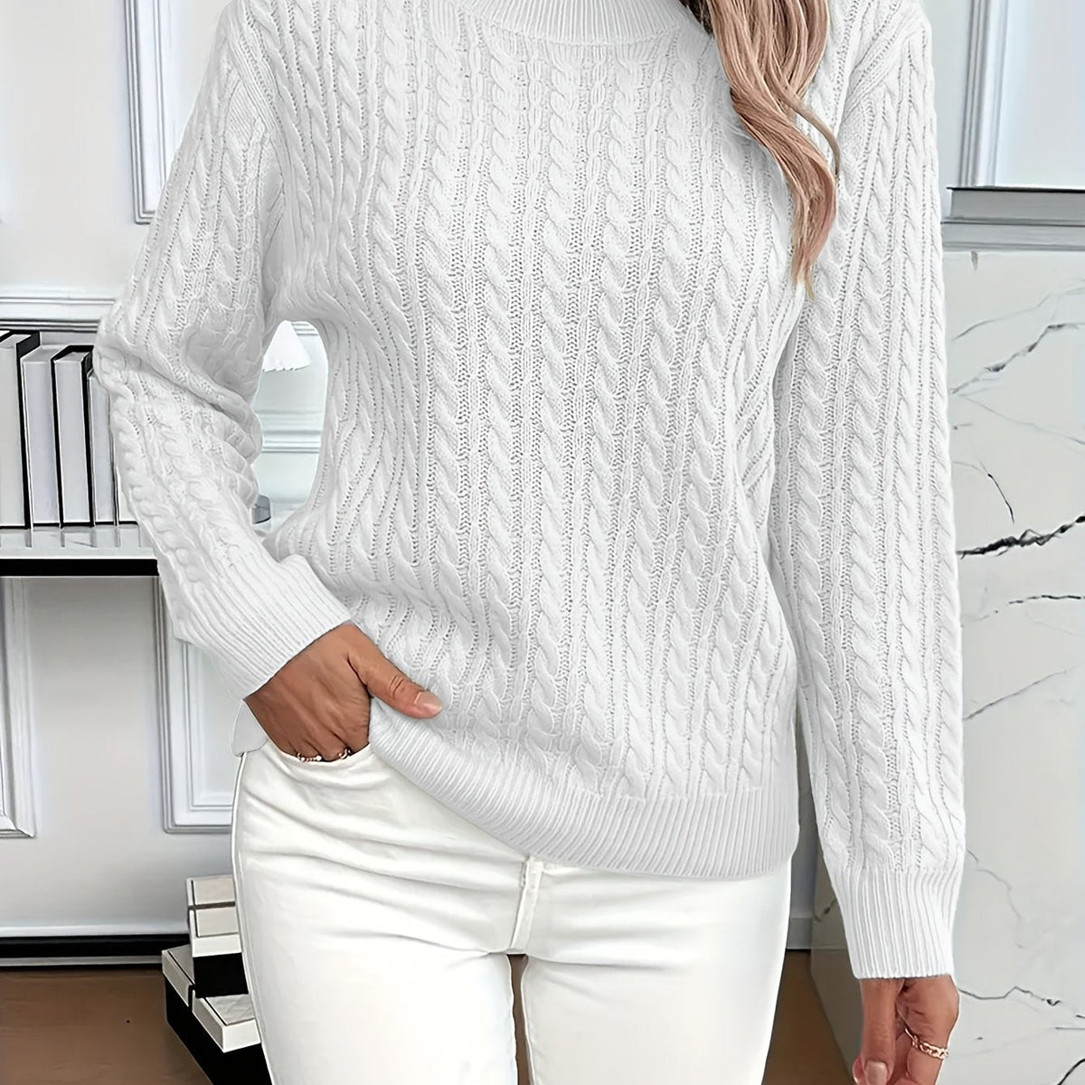 Women's Easy-Fit Classic Cable Sweater