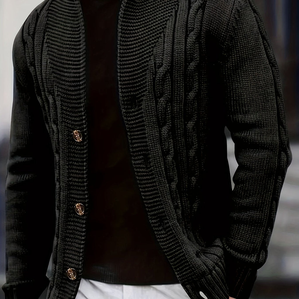 Men's Classic Shawl Neck Cable Knit Layering Cardigan