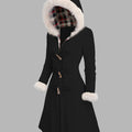 Women's Long Hooded Toggle Parka with Fur Trim