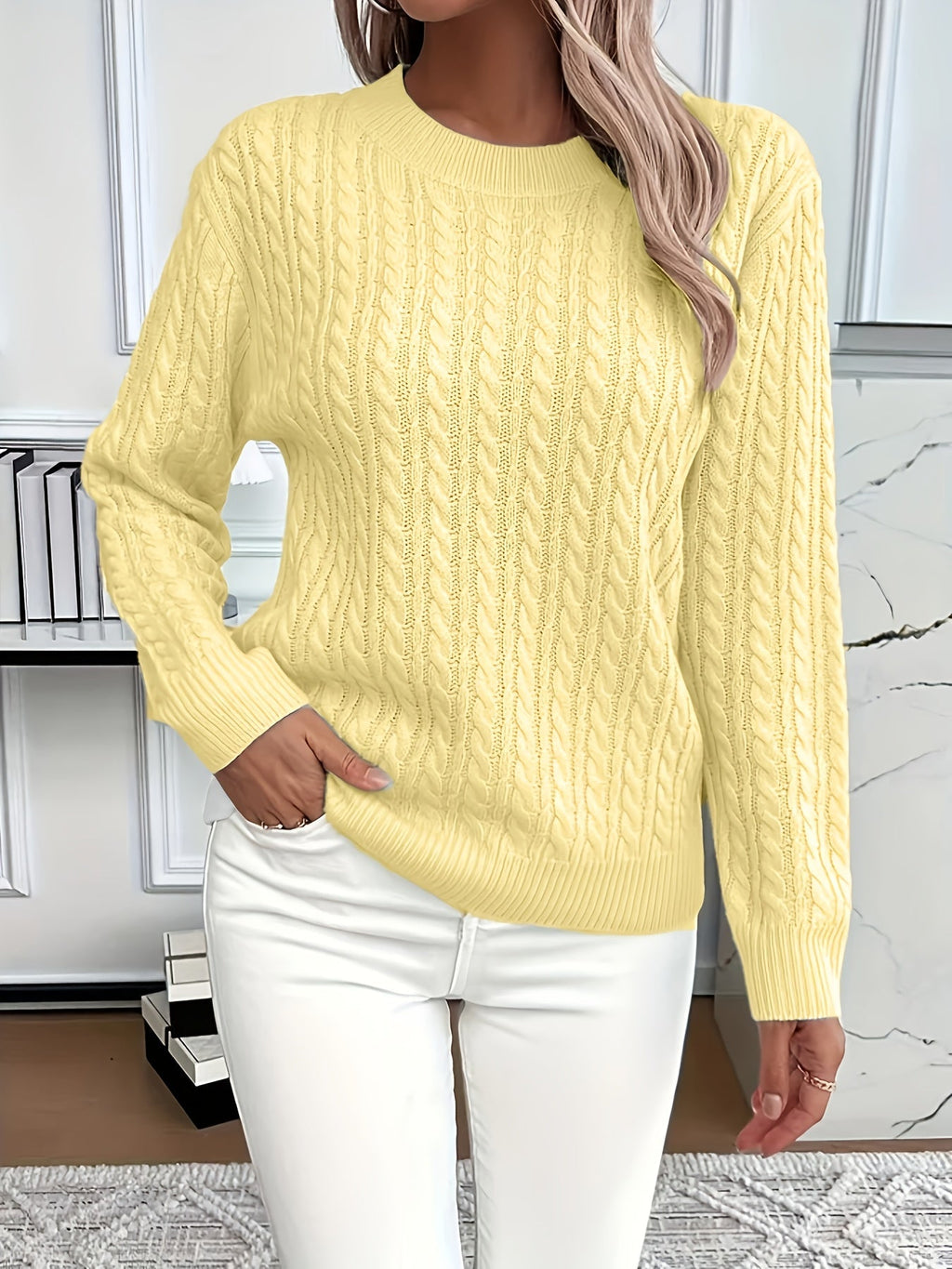 Women's Easy-Fit Classic Cable Sweater
