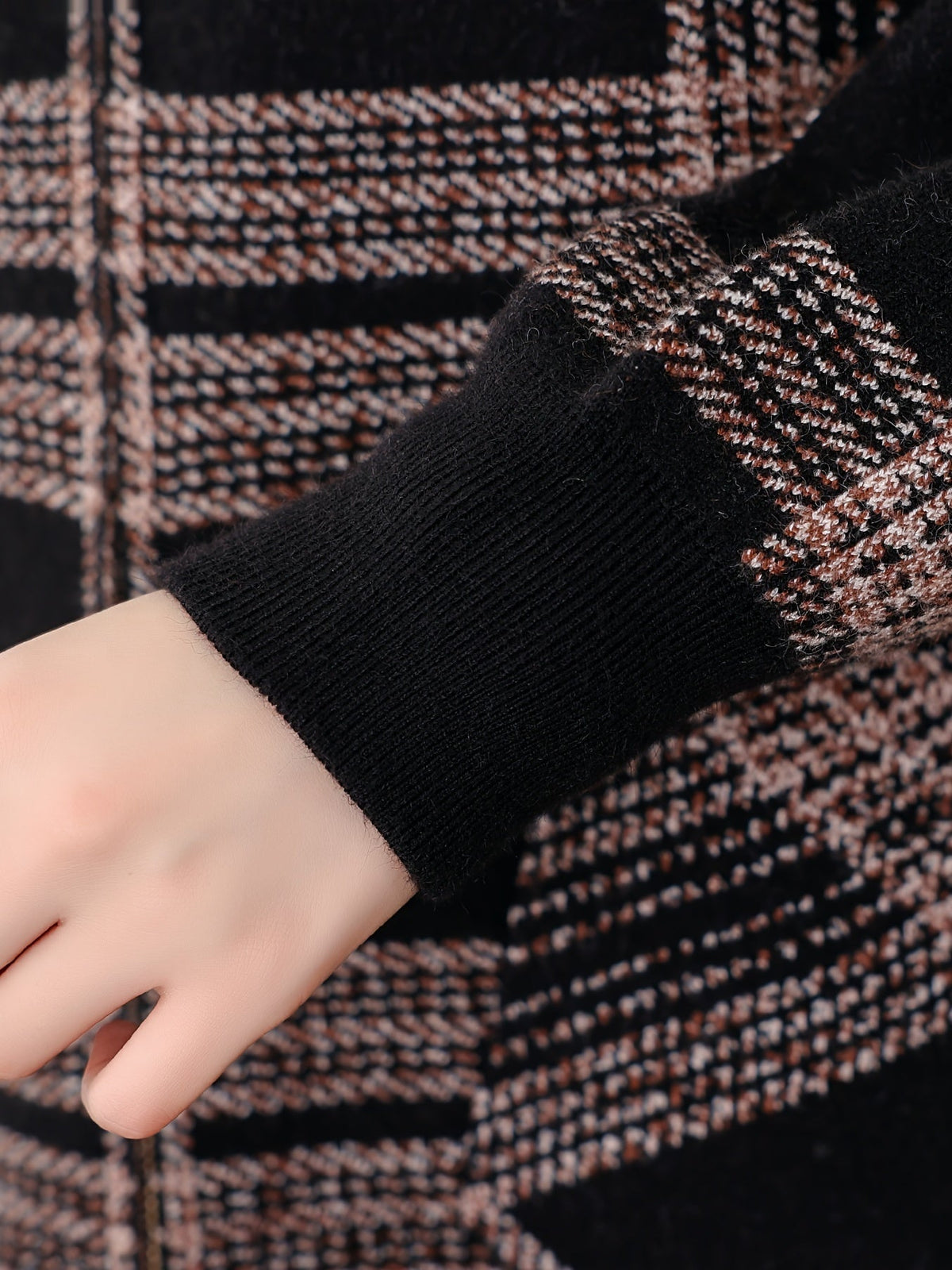 Women's Relaxed Check Print Hooded Zipper Jacket