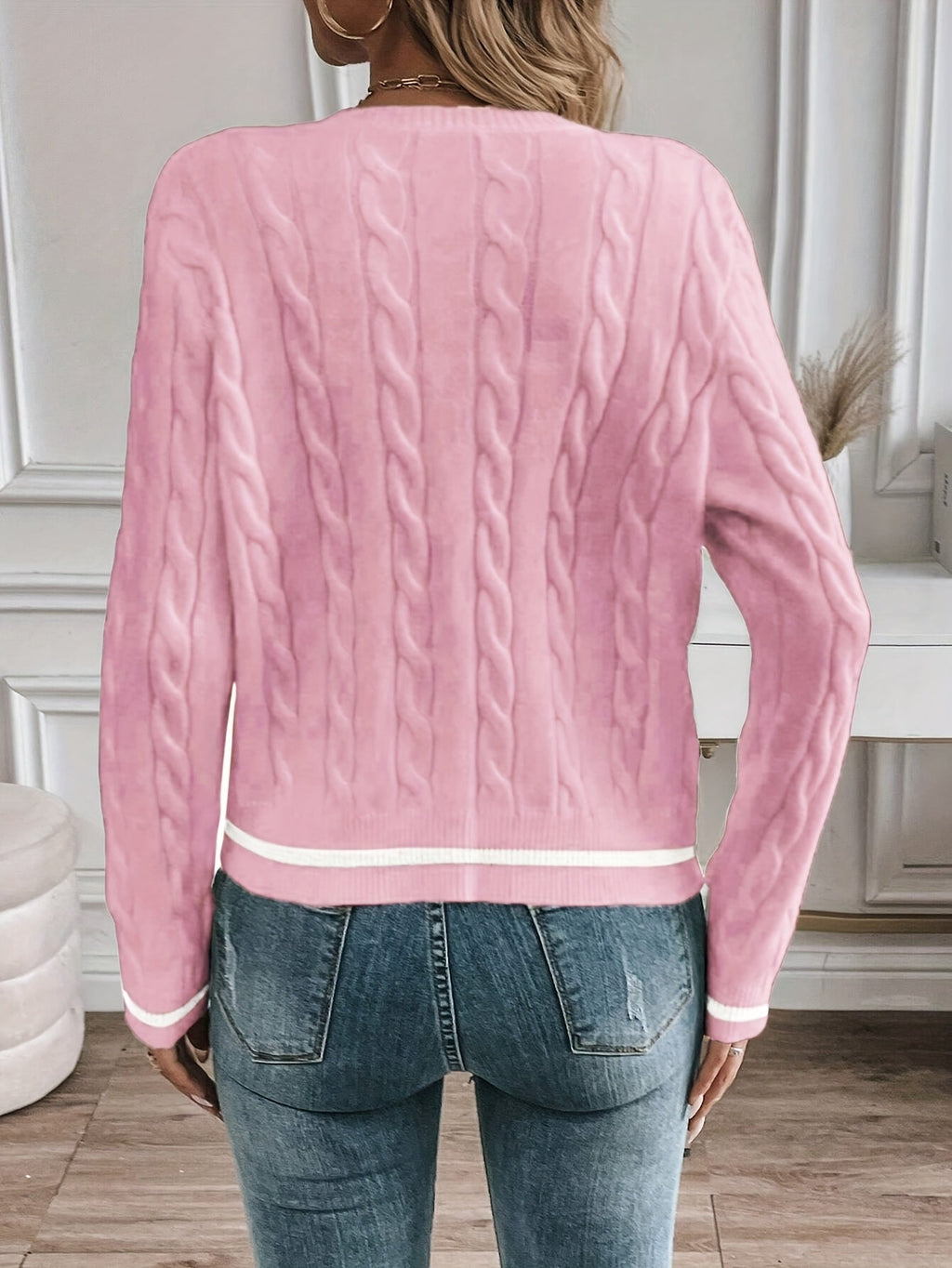 Women's Subtle Cable Textured Cardigan Sweater