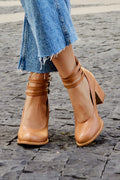Women's Three-Strap Buckled Heeled Ankle Booties