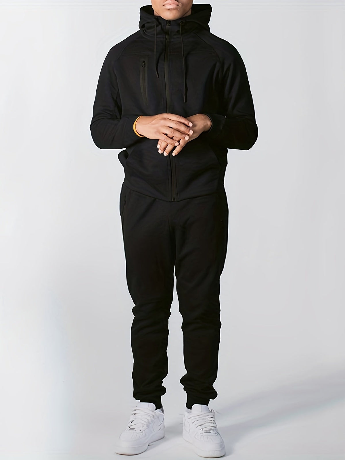 Men's Stretch Hooded Top Matching Jogger Tracksuit