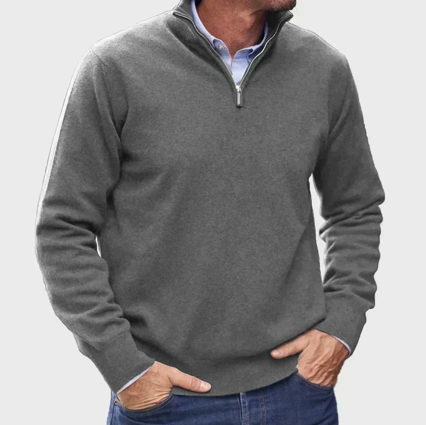 Men's Versatile High Collar Quarter-Zip Sweater Top