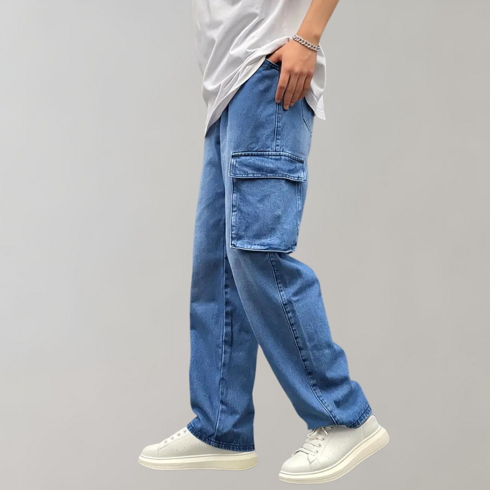 Men's Comfortable Baggy Travel Cargo Jeans