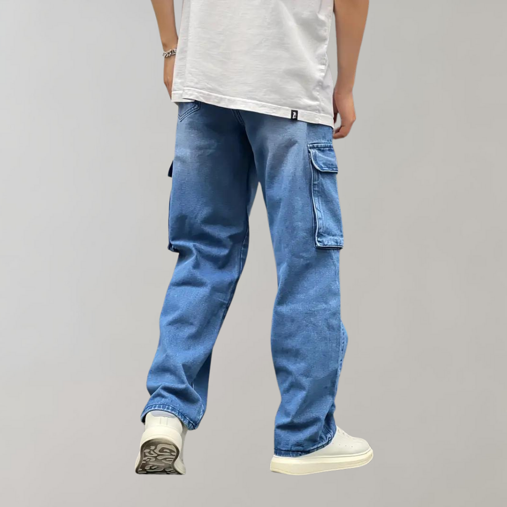 Men's Comfortable Baggy Travel Cargo Jeans