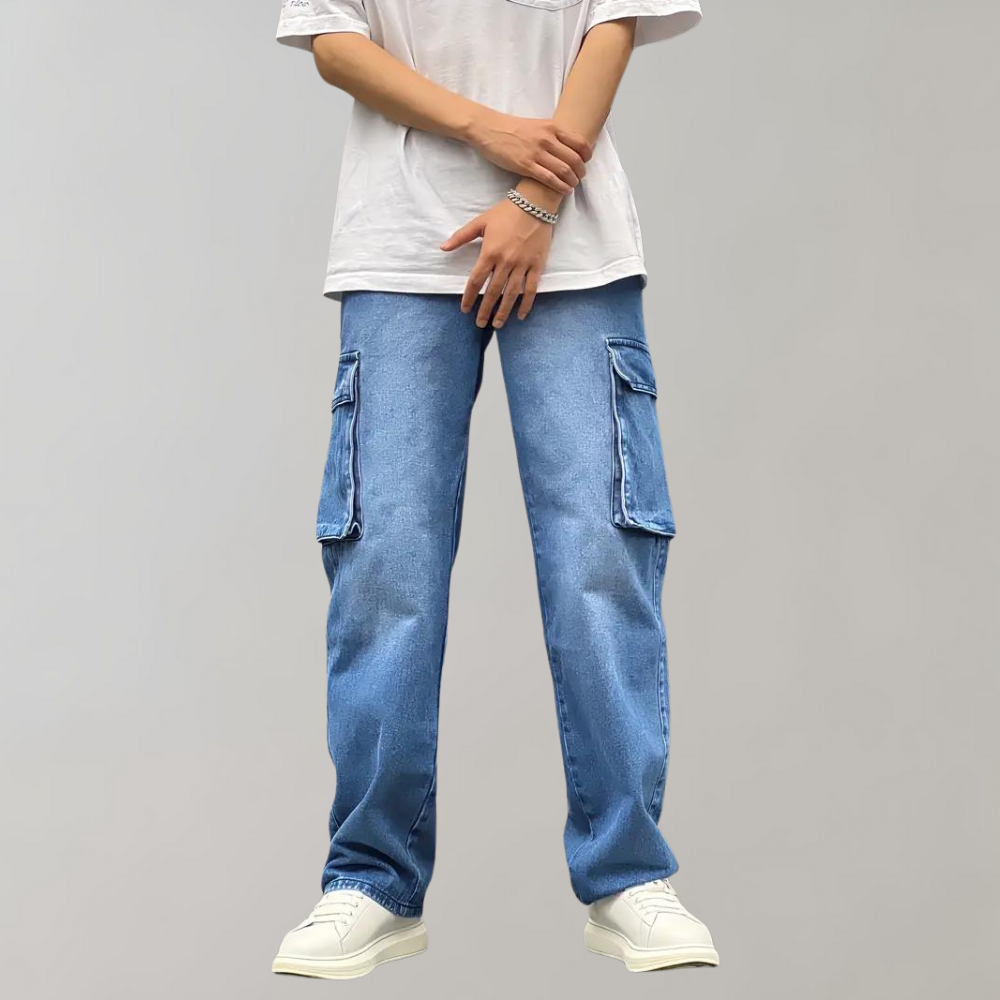 Men's Comfortable Baggy Travel Cargo Jeans