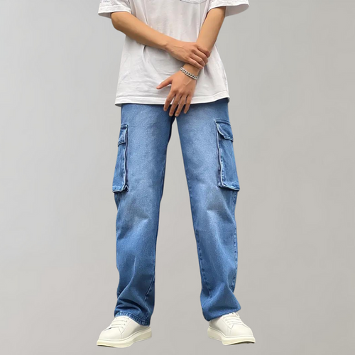Men's Comfortable Baggy Travel Cargo Jeans