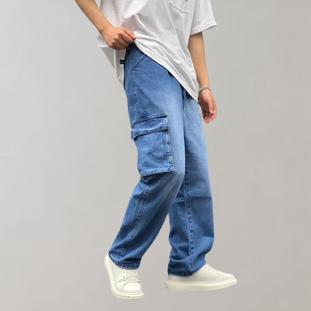 Men's Comfortable Baggy Travel Cargo Jeans