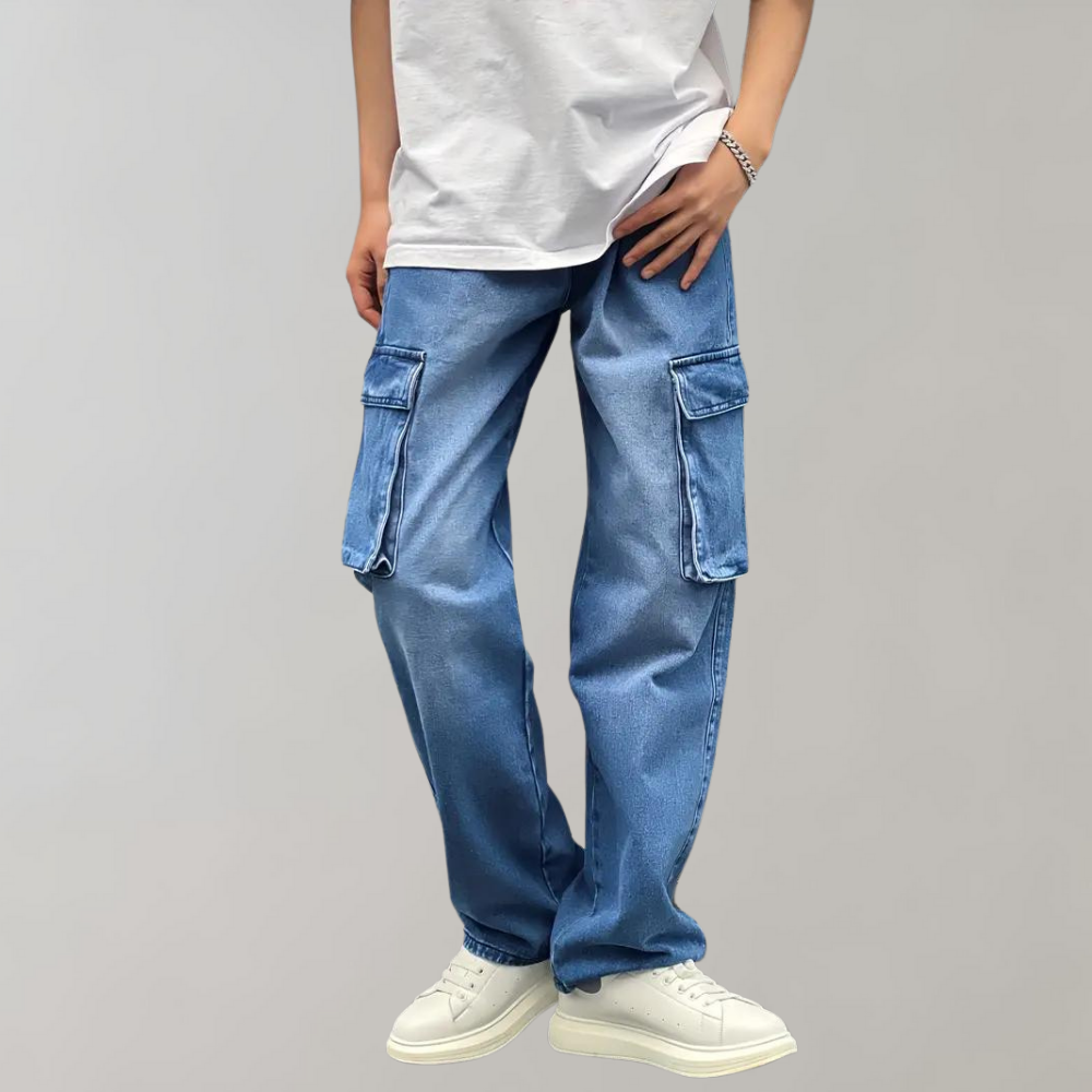 Men's Comfortable Baggy Travel Cargo Jeans