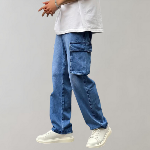 Men's Comfortable Baggy Travel Cargo Jeans