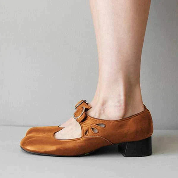 Women's Classic Low Heel Buckled Mary Jane Flats