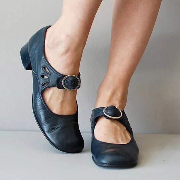 Women's Classic Low Heel Buckled Mary Jane Flats