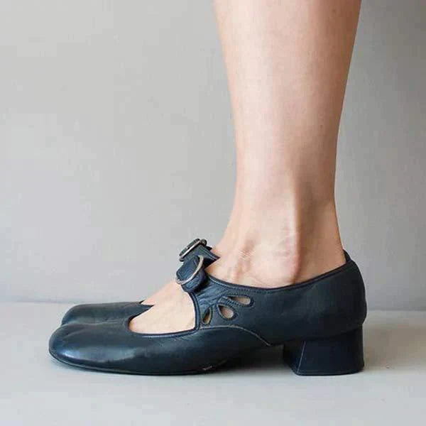 Women's Classic Low Heel Buckled Mary Jane Flats
