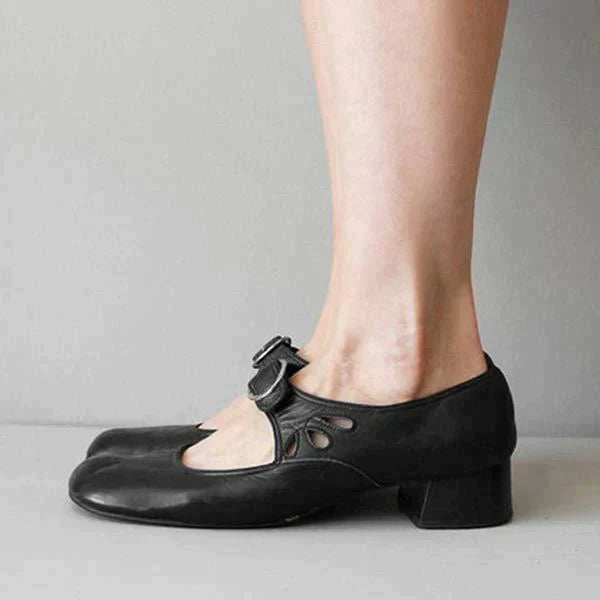 Women's Classic Low Heel Buckled Mary Jane Flats