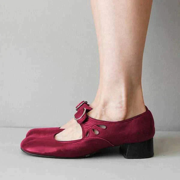 Women's Classic Low Heel Buckled Mary Jane Flats