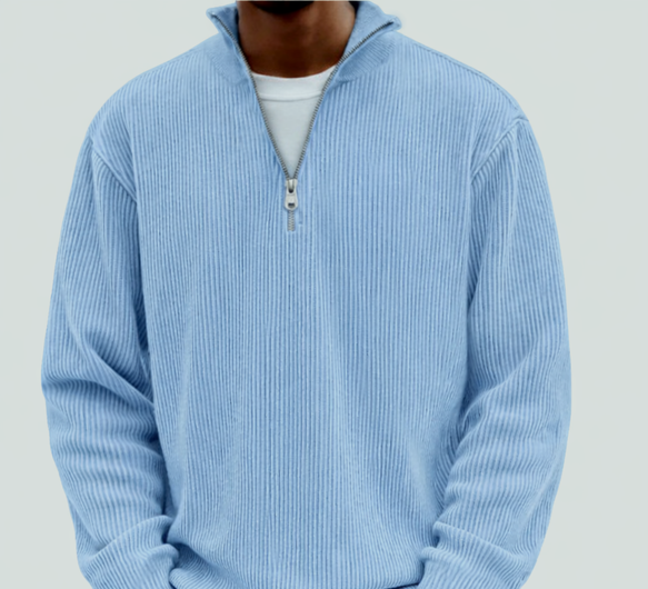 Men's Zip Collar Textured Knit Casual Sweater