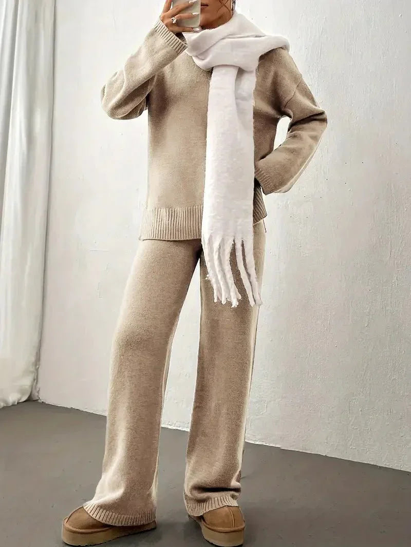 Women's Oversized Ribbed Knit Lounge Pullover Set
