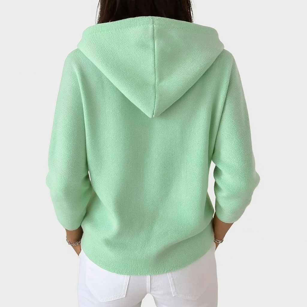 Women's Five-Button Hooded Knit Cardigan for Weekends