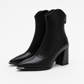 Women's Smart Pointed Short Boots with Block Heel