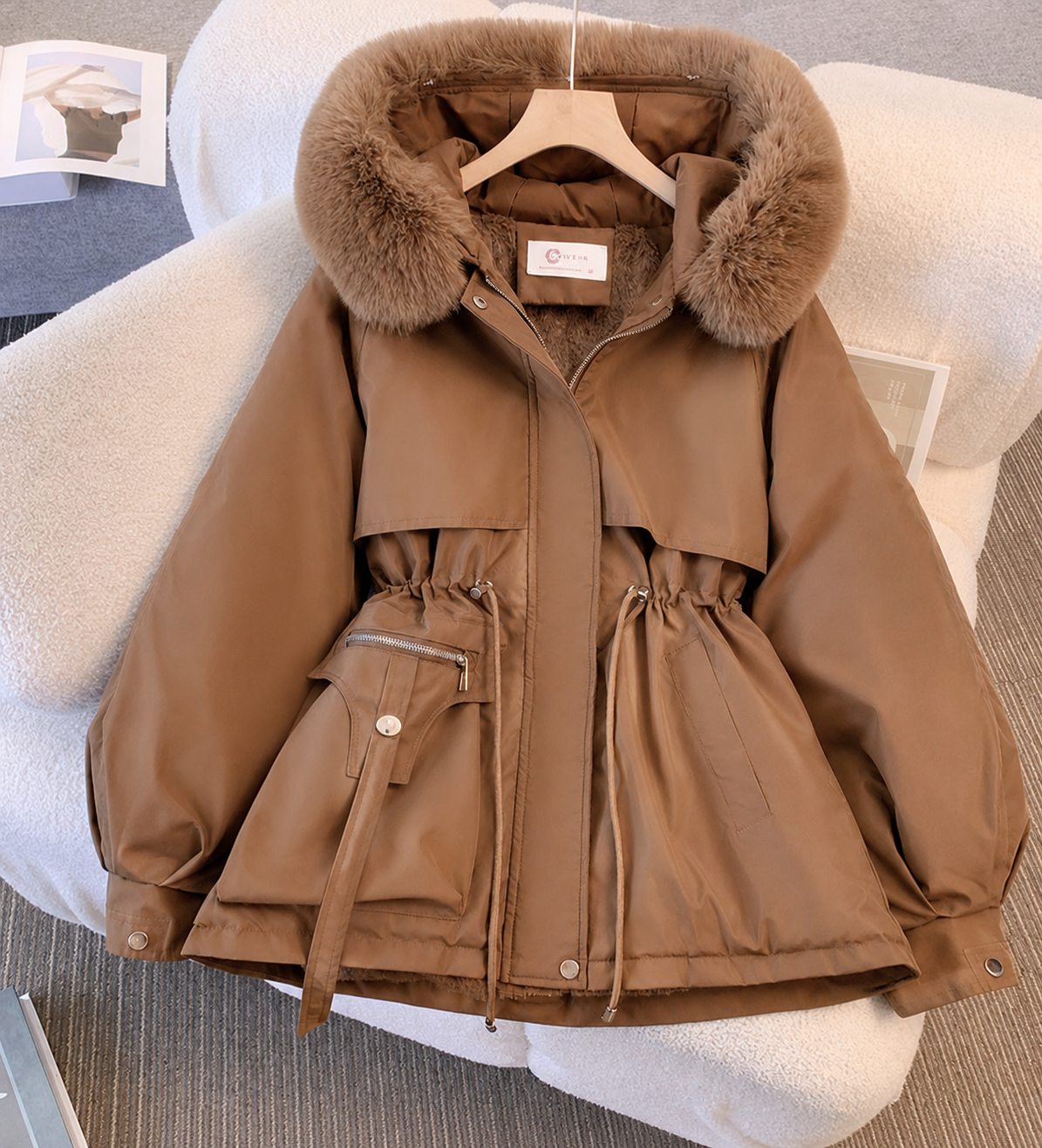 Women's Warm Hooded Parka with Faux Fur Trim