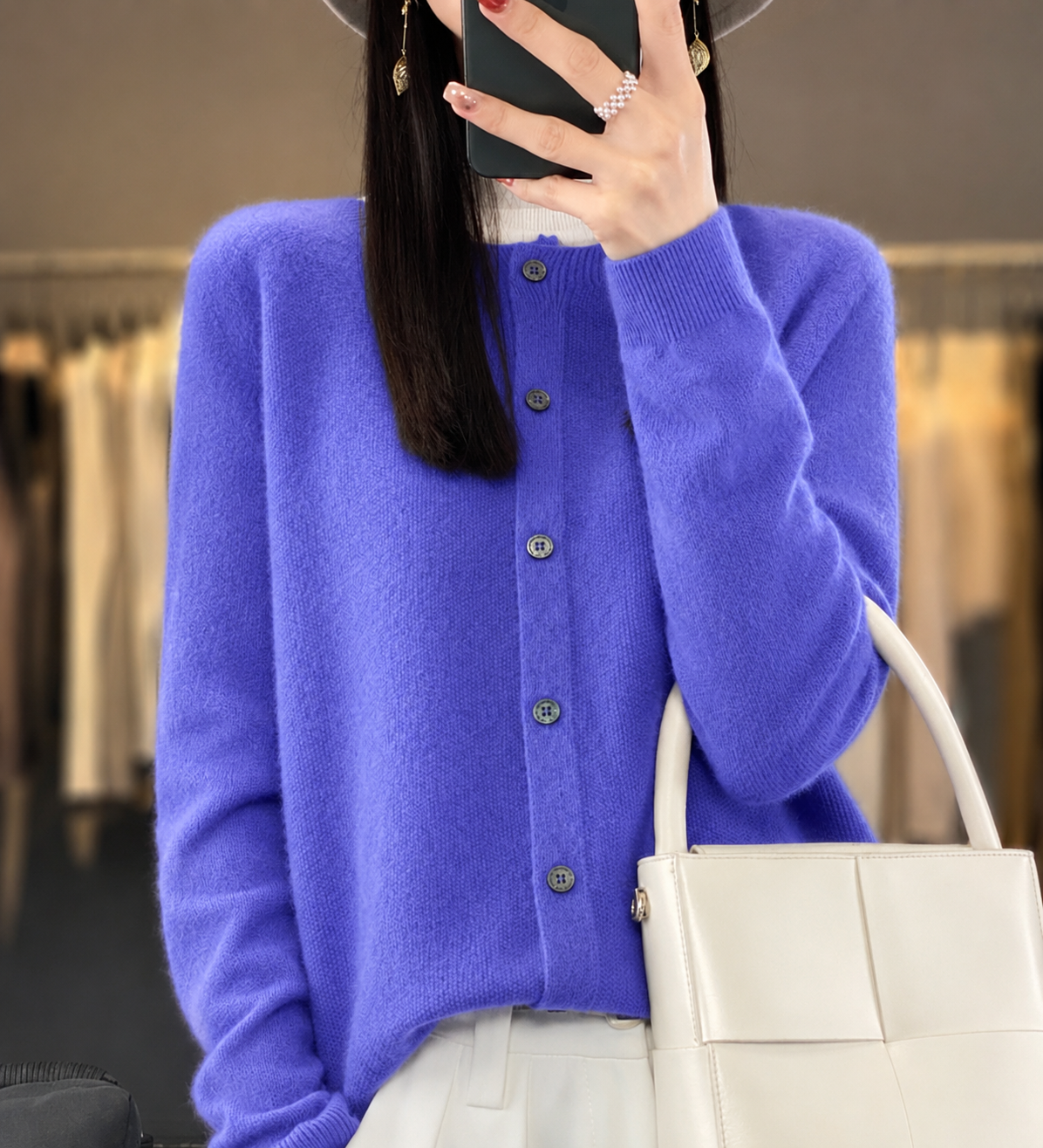 Women's Easy-Fit Button-Up Knit Layering Cardigan