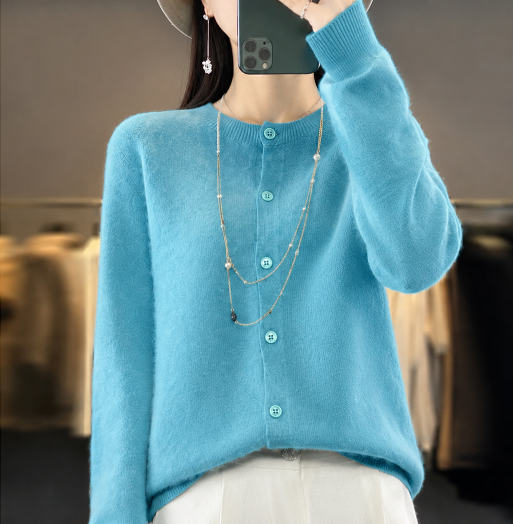 Women's Easy-Fit Button-Up Knit Layering Cardigan