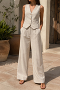 Women's Smart Casual Sleeveless Vest Pants Two Piece Set