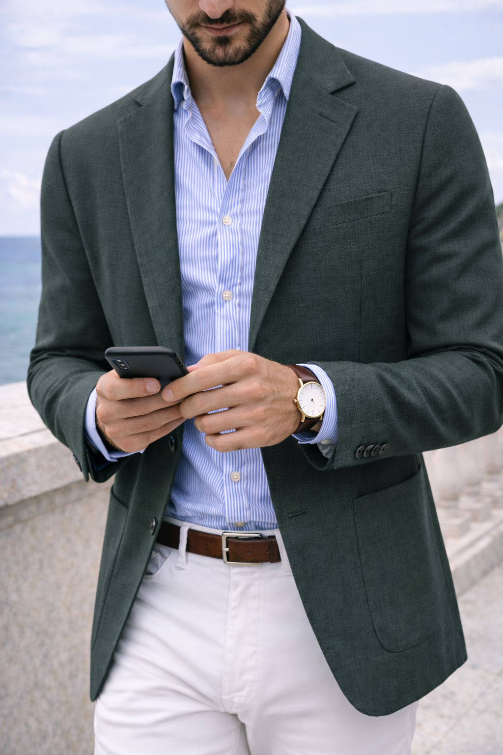 Men's Polished Knit Blazer for Business Lunches