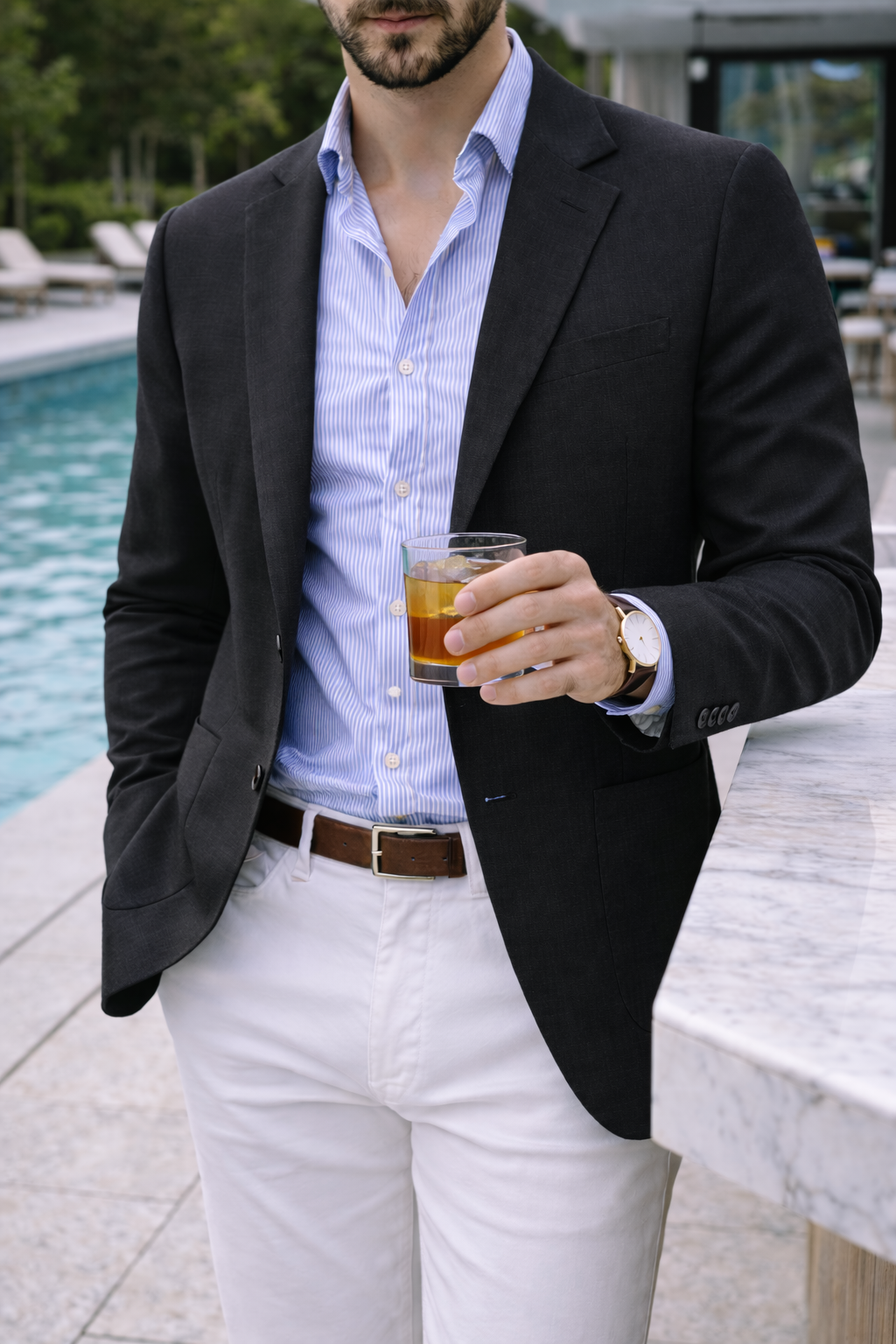 Men's Polished Knit Blazer for Business Lunches