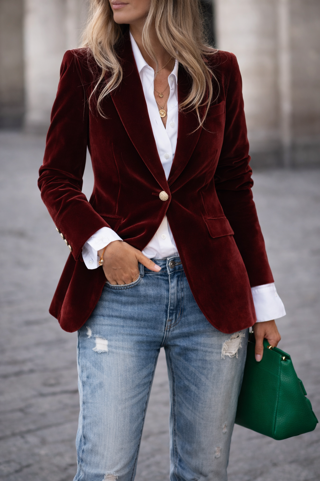 Women's Smooth Drape Plush Velvet Blazer Jacket