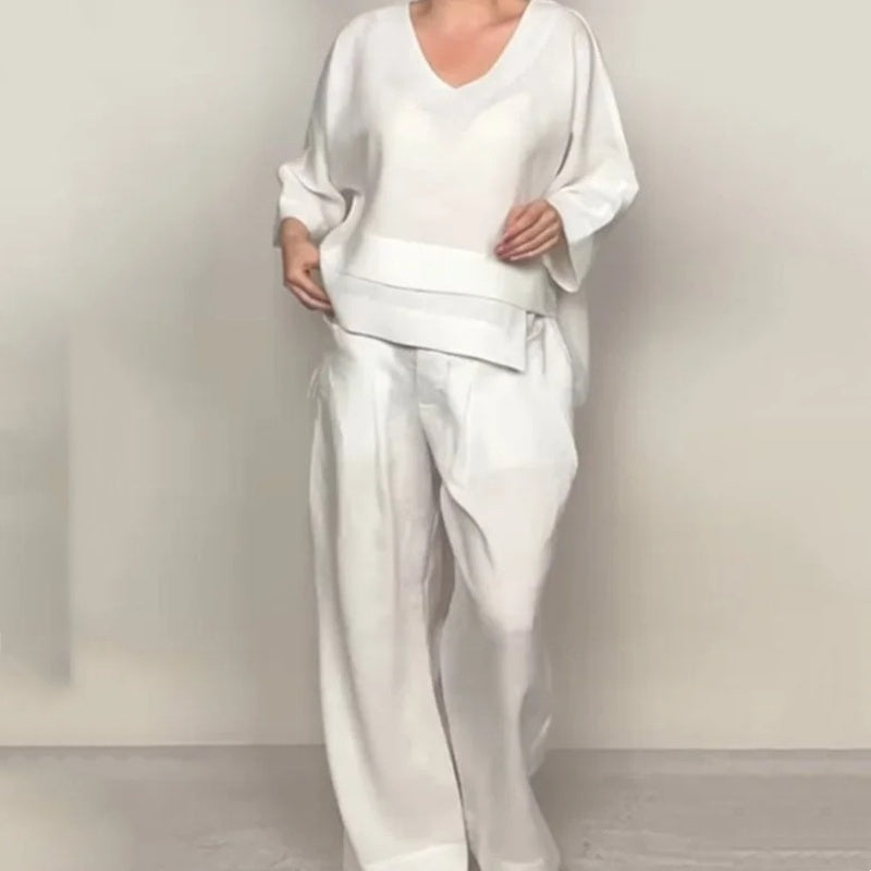 Women's Office Weekend Coordinated Layered Top Pants Set